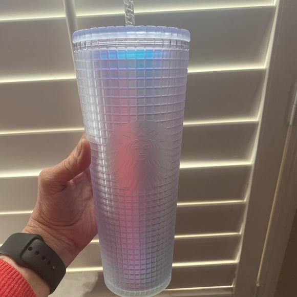 - NEW Starbucks 2022 Spring Soft Touch White Frosted Pearl Grid Iridescent… - Picture 5 of 5